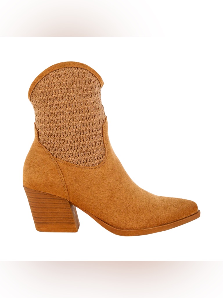 London Rag Womens Bimmy Woven Pointy Western Boots Size 9 Tan $104 New